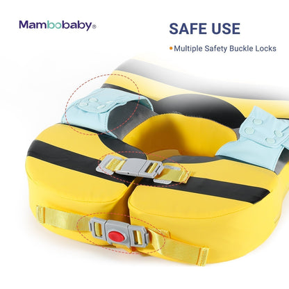 Flotador de hombros bebé sin aire Mambobaby™ Abeja – Flotador de hombros amarillo con hebillas de seguridad y correas...