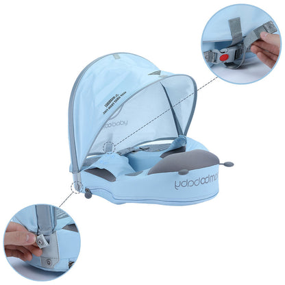 Flotador de hombros sin aire Mambobaby™ Mariquita – Ayuda para nadar sin aire azul cielo con capota transparente y...