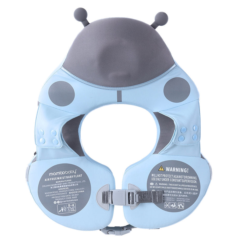 Flotador de hombros sin aire Mambobaby™ Mariquita – Ayuda para nadar sin aire azul cielo con correas, hebilla central y...