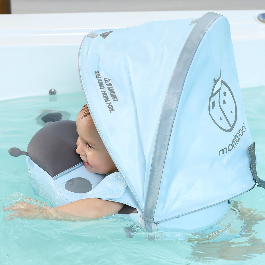 Ayuda de natación sin aire Mambobaby™ con capota azul claro para bebés (12-36 m)