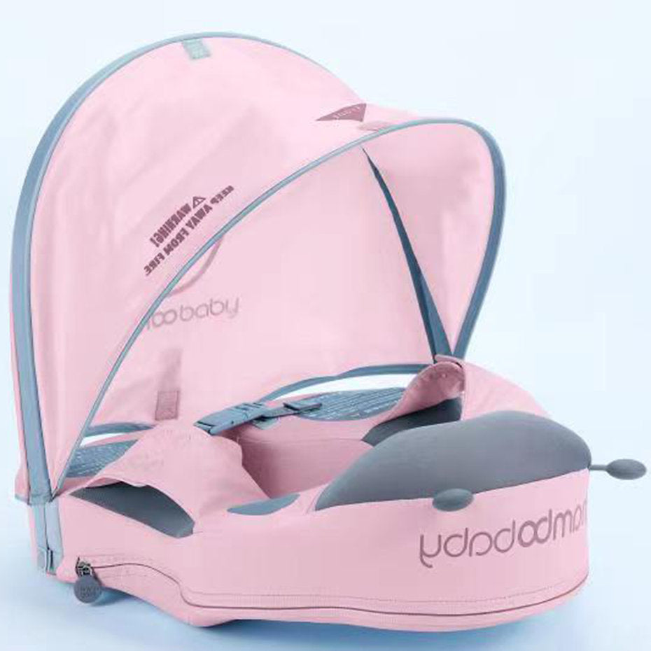 Ayuda de natación sin aire Mambobaby™ con capota rosa y flotadores grises (12-36 m)