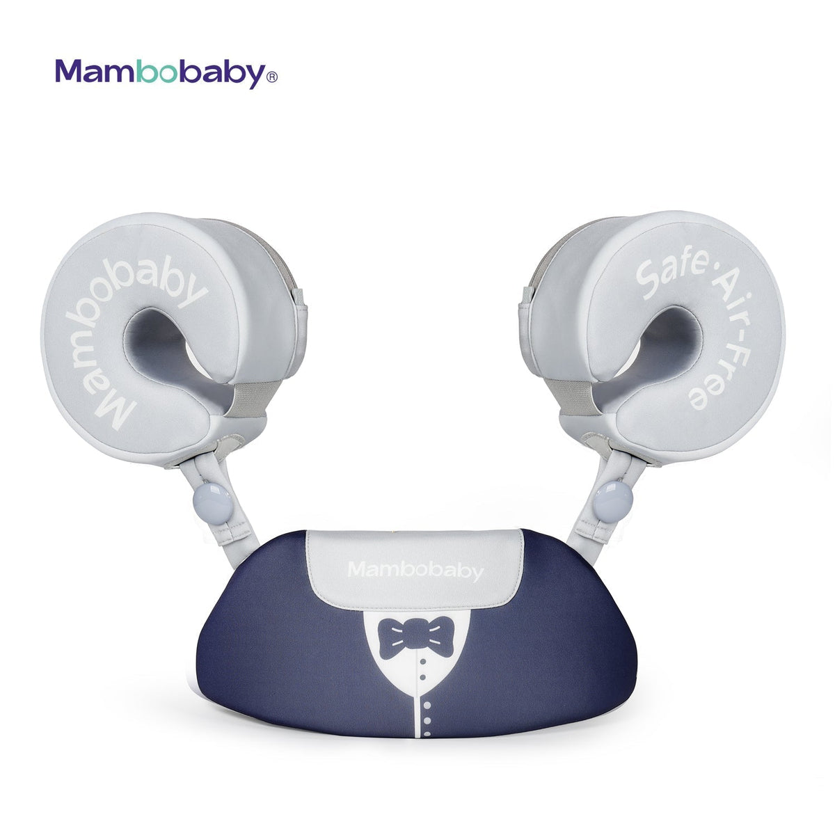 Ayuda de natación Mambobaby™ azul marino y gris con chaleco inflable y brazaletes