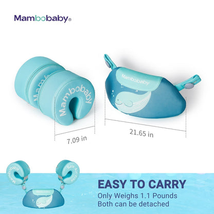 Ayuda de natación Mambobaby™ azul en piezas: chaleco inflable y brazaletes desmontables